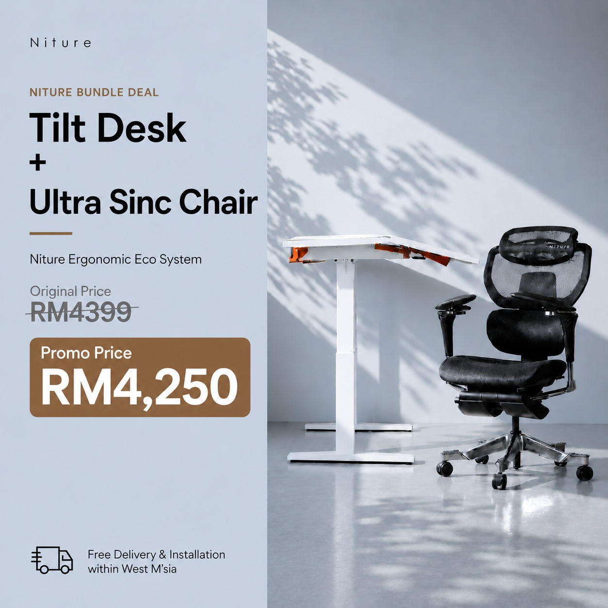 Tilt Desk and Ultra Sinc Chair Ad