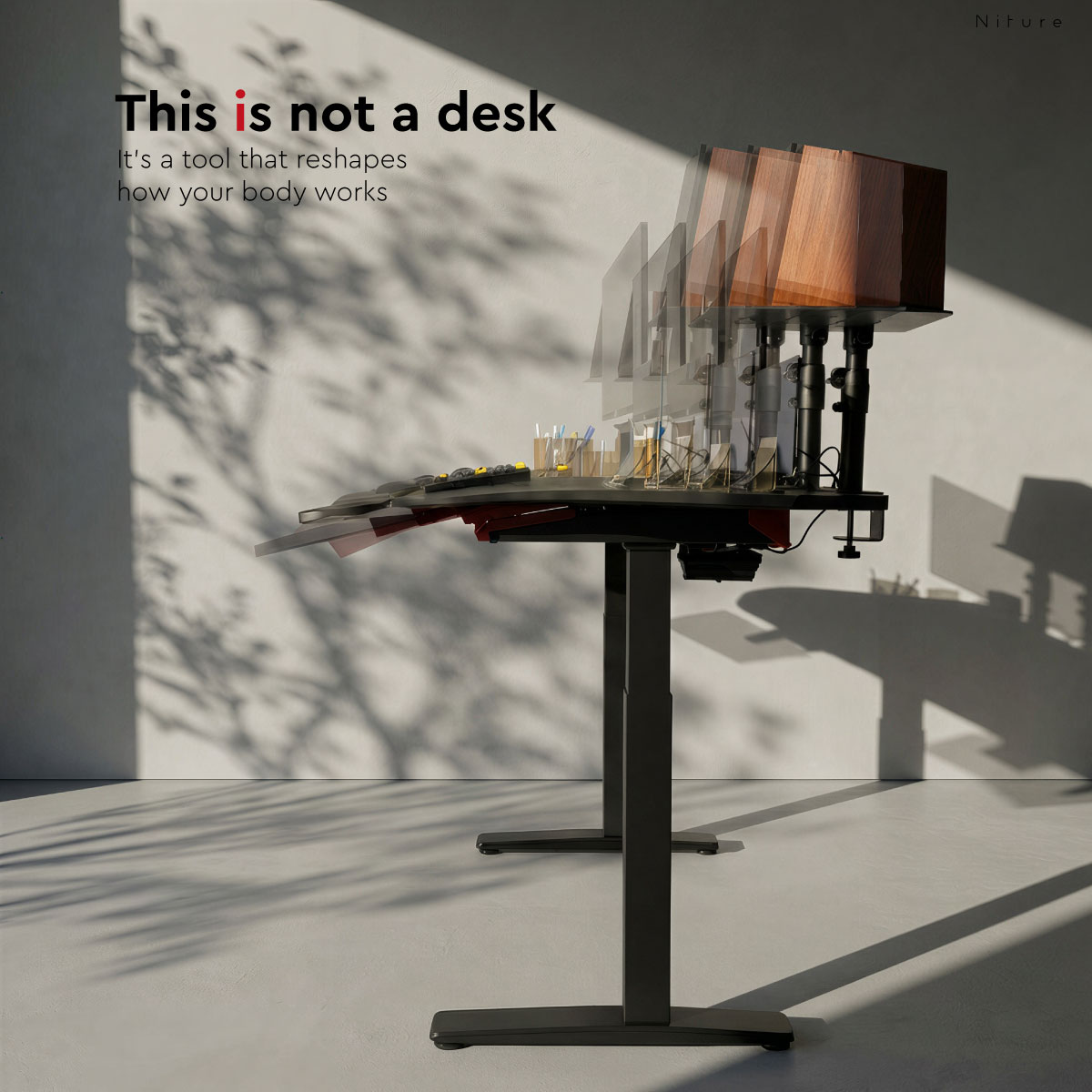 Niture TILT digunakan sebagai meja duduk rata