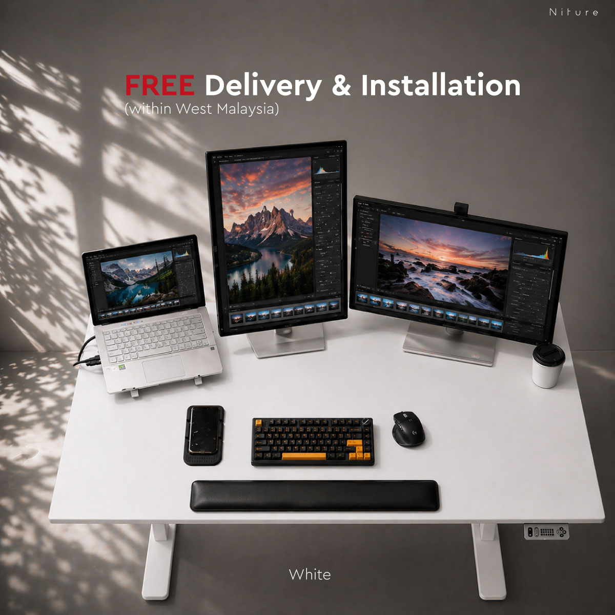 Tilt desk white and free delivery & installation within west malaysia