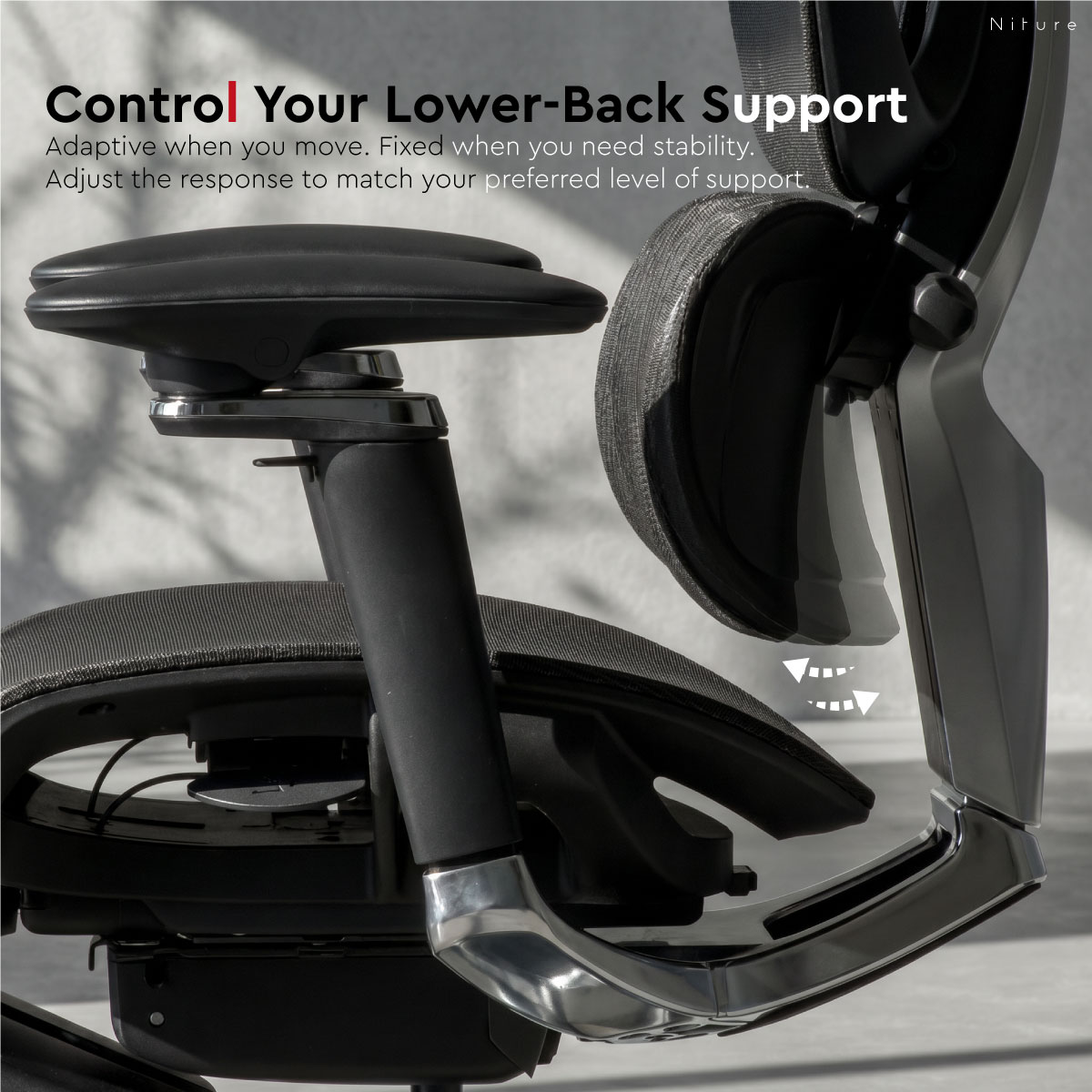 Sokongan lumbar adaptif boleh dilaras UltraSinc