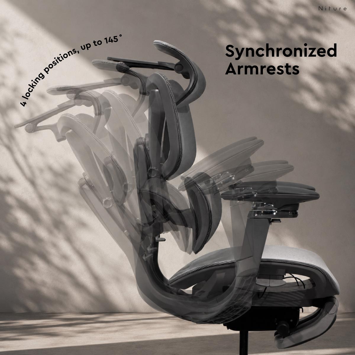 SINC 2 ergonomic chair with 4 recline locking positions and maximum recline up to 145 degrees