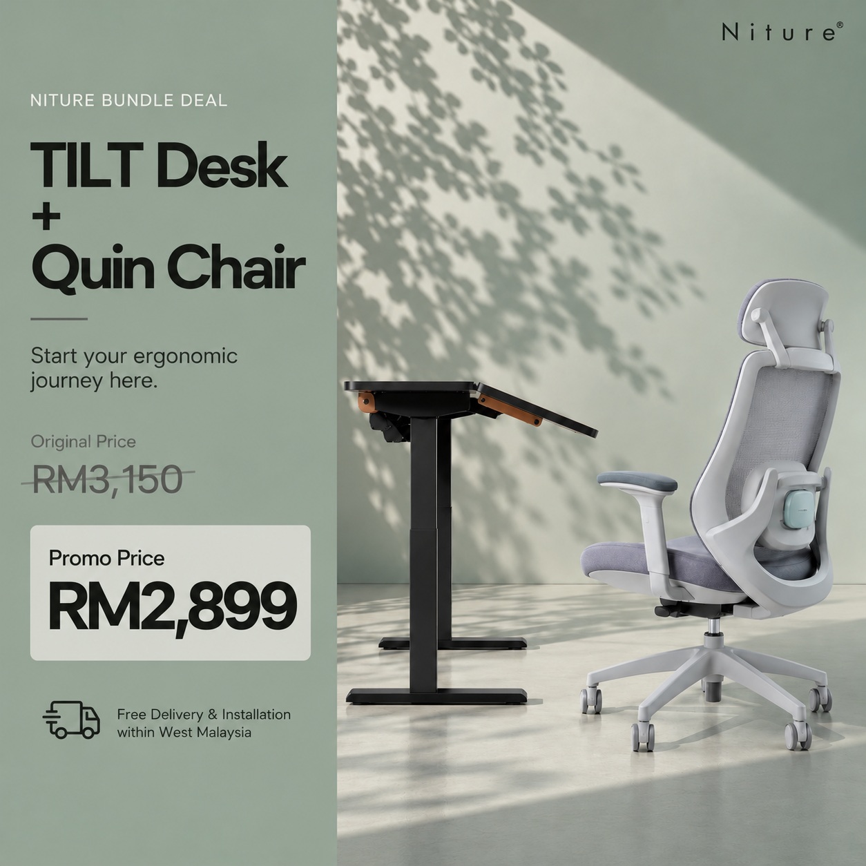 TILT Desk and Quin Chair Bundle